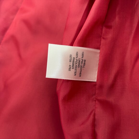 Christopher & Banks Lined, Red, Pig Leather Jacket, Large - Picture 6 of 10